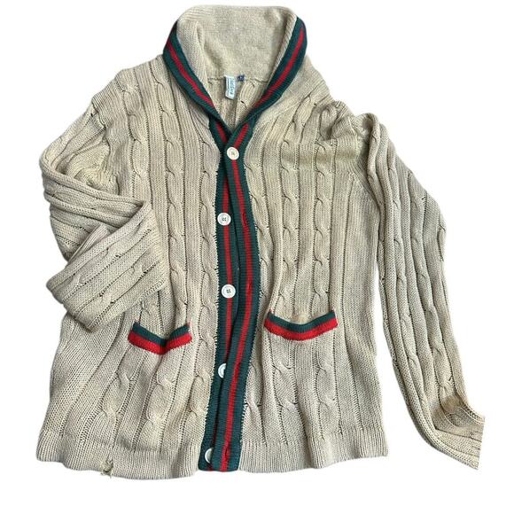 Rebel Lord Men's Cream Long Sleeves Button Front Cardigan Sweater Size Large - Picture 1 of 8